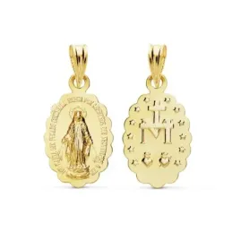Medalla oro 18k 18mm. Virgen Milagrosa [AB9419]