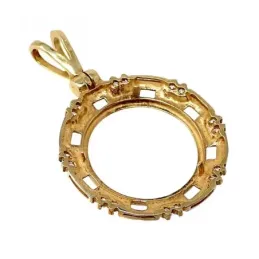 Colgante oro 18k 27mm. cerco portamoneda circonitas calado [AC0031]