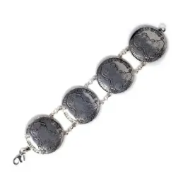 Pulsera plata Ley 925m. oxidada 20cm. monedas antiguas [AC0045]
