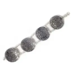 Pulsera plata Ley 925m. oxidada 20cm. monedas antiguas [AC0045]