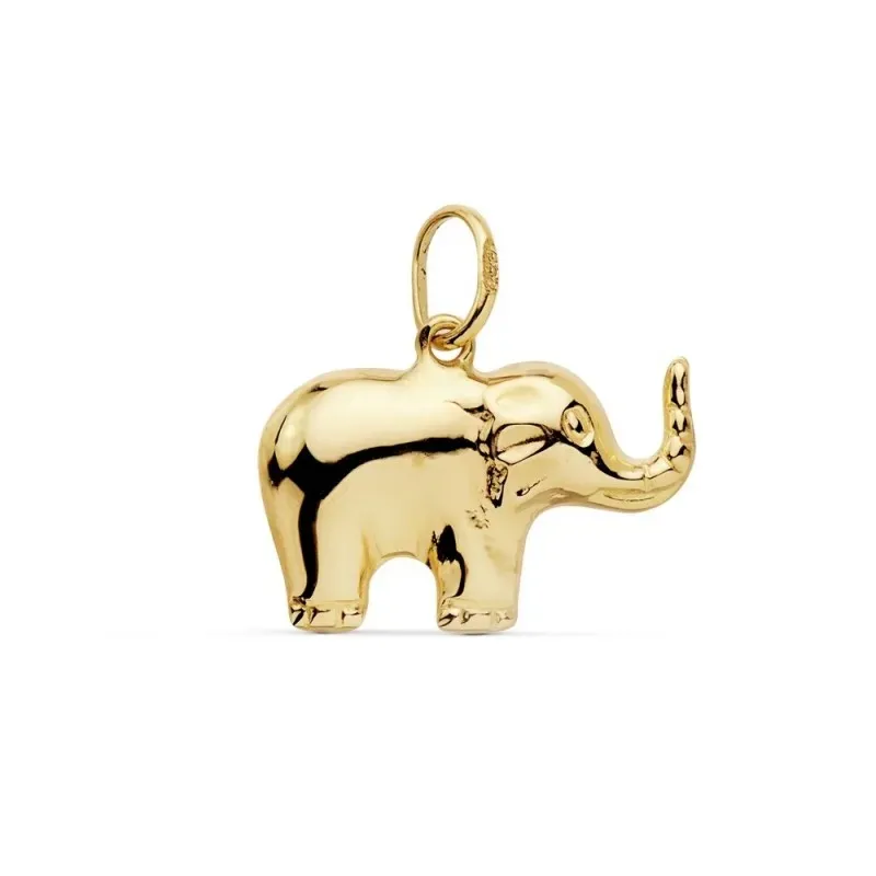 Colgante oro 18k elefante 16mm. liso [AC0103]