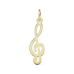 Colgante oro 18k clave de sol 21mm. liso calado [AC0104]