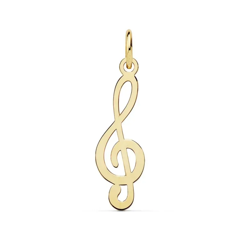 Colgante oro 18k clave de sol 21mm. liso calado [AC0104]