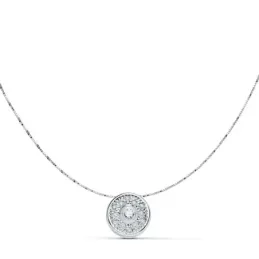 Gargantilla oro blanco 18k cadena 42cm. colgante circonitas [AC0120]