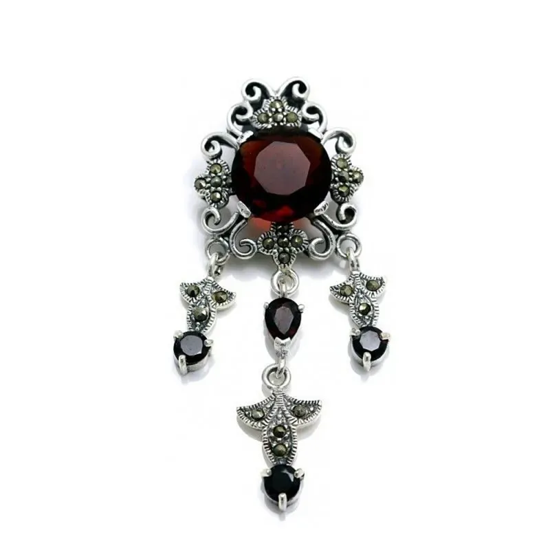 Colgante plata Ley 925m largo 65mm. centro piedra granate [AC0249]