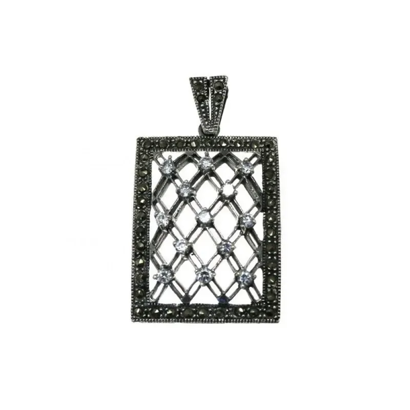 Colgante plata Ley 925m 30mm.marquesitas circonitas calado [AC0267]