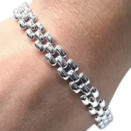 Pulsera plata Ley 925m lisa tipo panter brillo [AC0311]