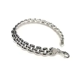 Pulsera plata Ley 925m lisa tipo panter brillo [AC0311]