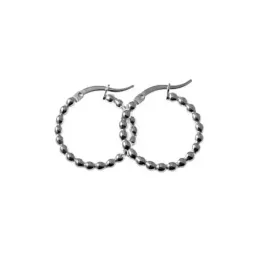 Pendientes aros plata Ley 925m diámetro 21mm. cerco bolitas [AC0317]