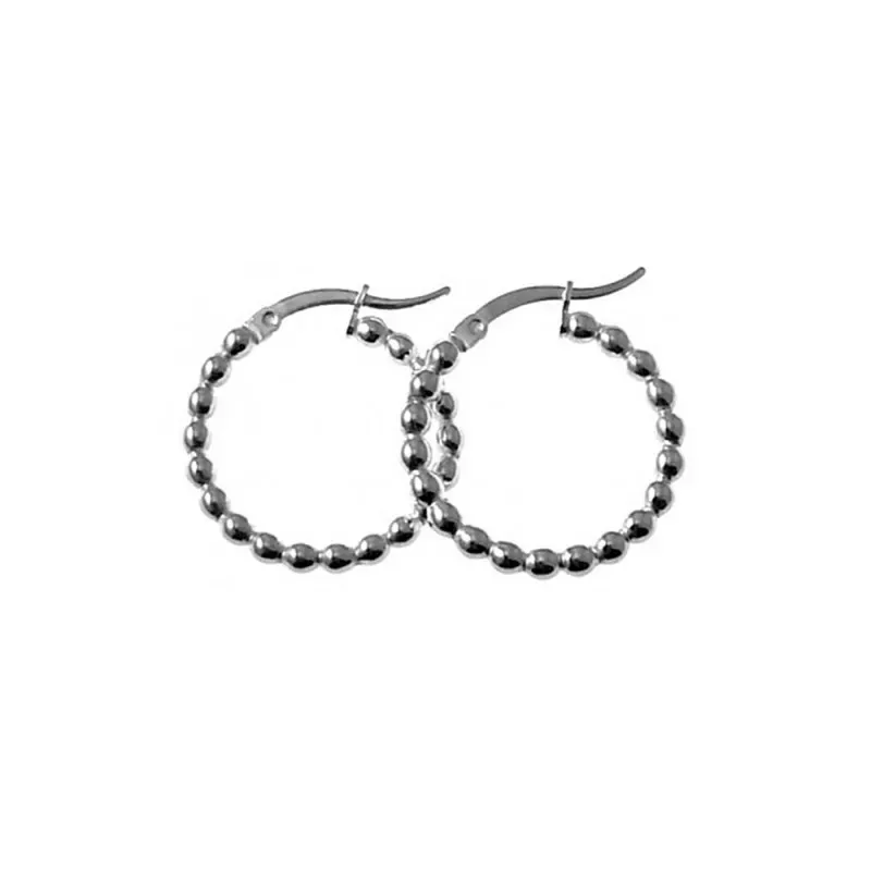 Pendientes aros plata Ley 925m diámetro 21mm. cerco bolitas [AC0317]