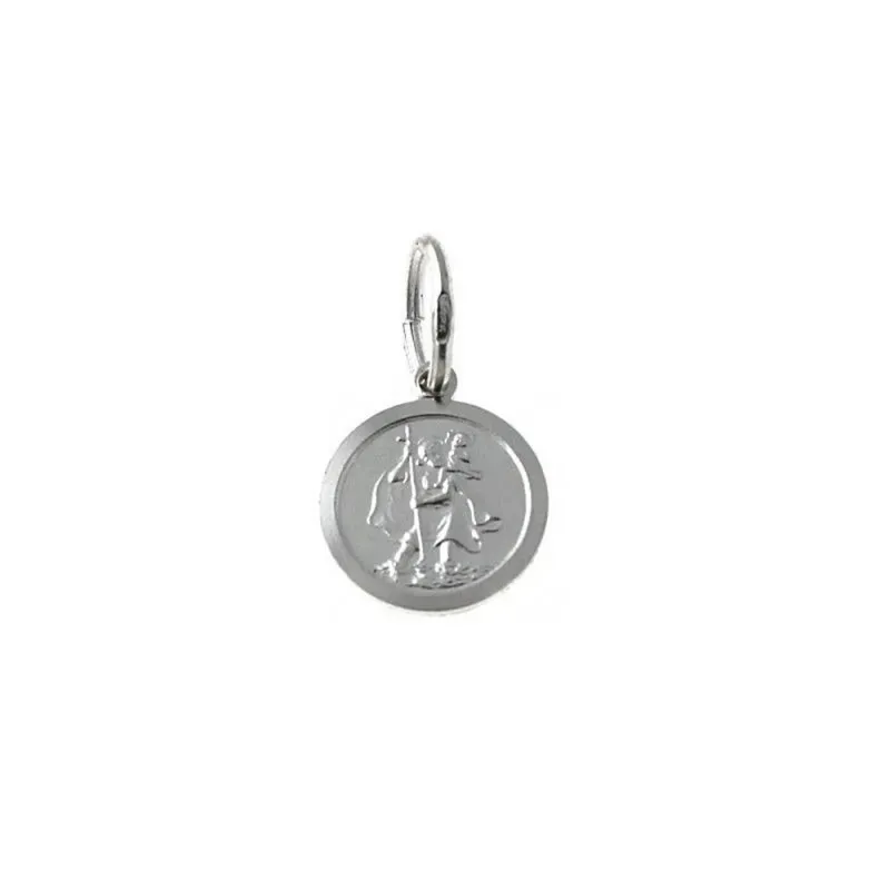 Colgante plata Ley 925m medalla 13mm. San Cristobal cerco [AC0380]