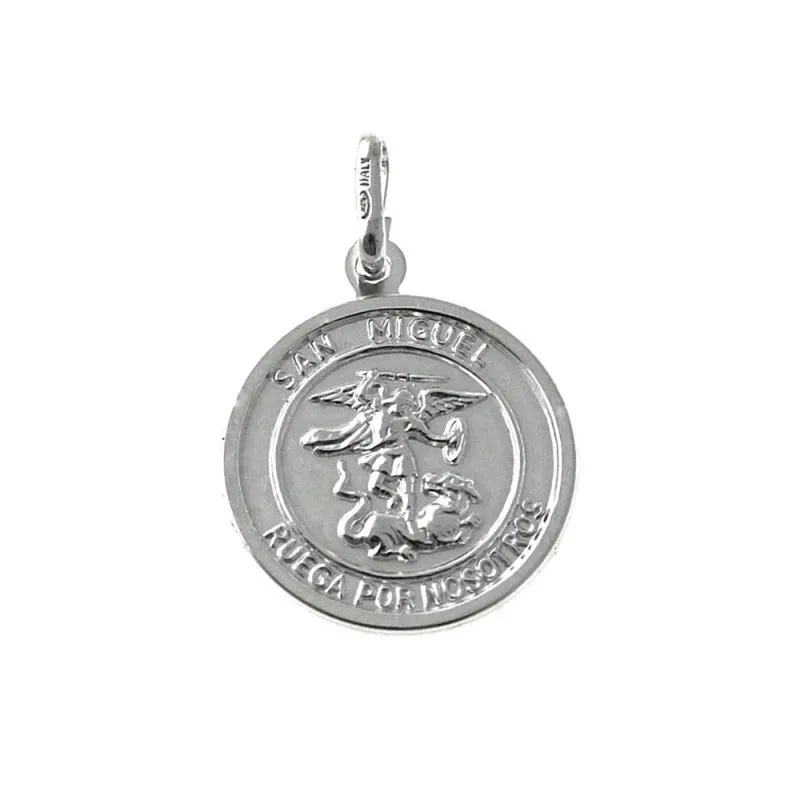 Colgante plata Ley 925m medalla 20mm. San Miguel cerco [AC0386]