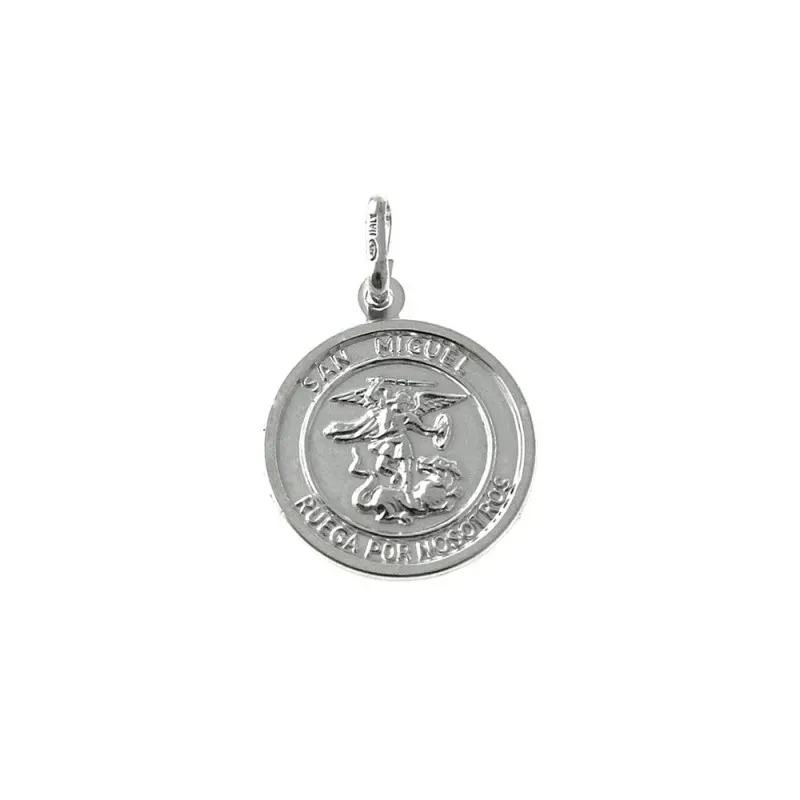 Colgante plata Ley 925m medalla 15mm. San Miguel cerco [AC0388]