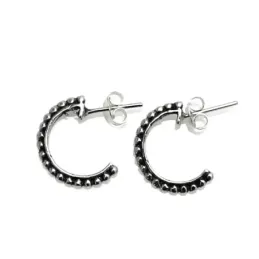 Pendientes aros plata Ley 925m oxidados 15mm. bolas presión [AC0395]