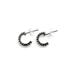 Pendientes aros plata Ley 925m oxidados 10mm. bolas presión [AC0396]