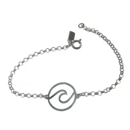 Pulsera plata Ley 925m motivo ola 18cm. calada cadena rolo [AC0462]