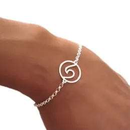 Pulsera plata Ley 925m motivo ola 18cm. calada cadena rolo [AC0462]