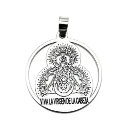 Colgante plata Ley 925m medalla 26mm. Virgen de la Cabeza [AC0463]