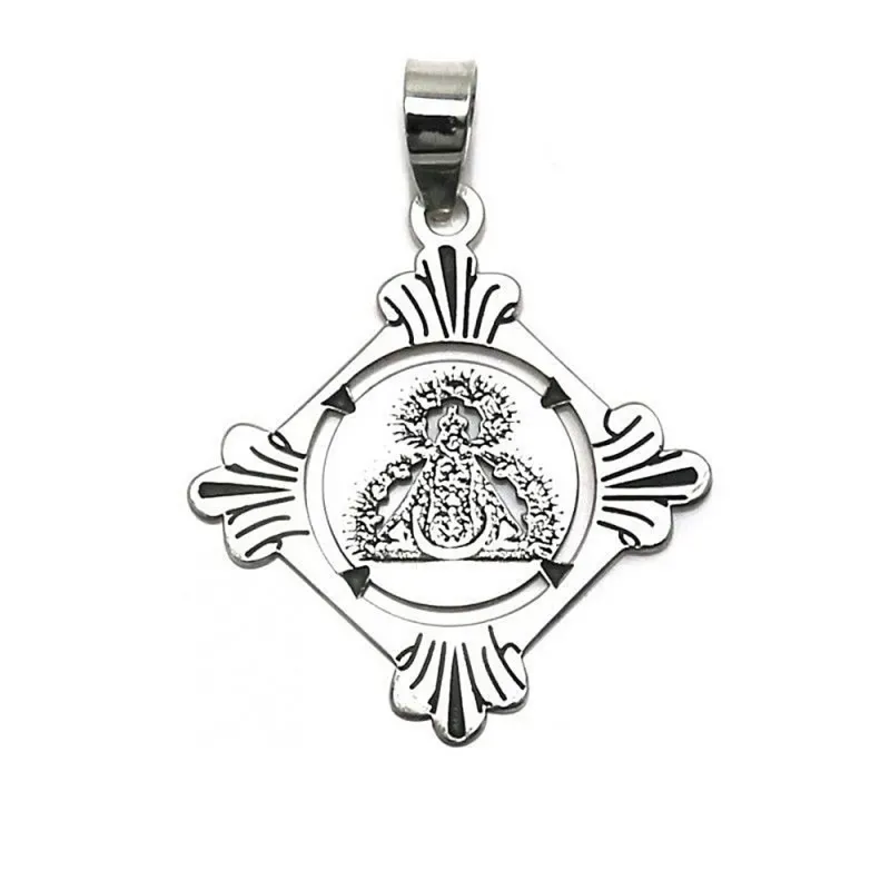 Colgante plata Ley 925m medalla 25mm. Virgen de la Cabeza [AC0465]