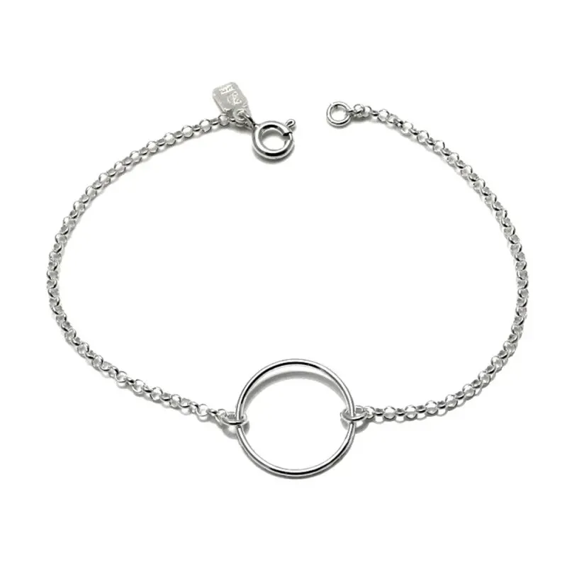 Pulsera plata Ley 925m motivo Karma aro 18cm. cadena rolo [AC0466]
