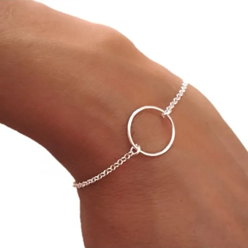 Pulsera plata Ley 925m motivo Karma aro 18cm. cadena rolo [AC0466]
