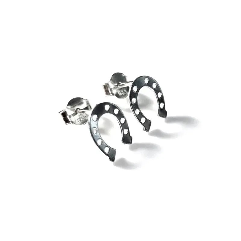 Pendientes plata Ley 925m 10mm. motivo herradura suerte [AC0468]