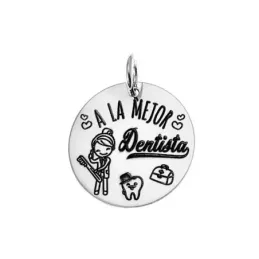 Colgante plata Ley 925m disco 21mm. A LA MEJOR DENTISTA [AC0543]