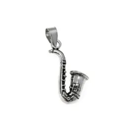 Colgante plata Ley 925m motivo saxofón 25mm. liso [AC0577]