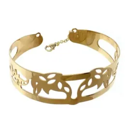 Pulsera oro 18k brazalete delfines matizados calada [AB9838]