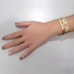 Pulsera oro 18k brazalete delfines matizados calada [AB9838]