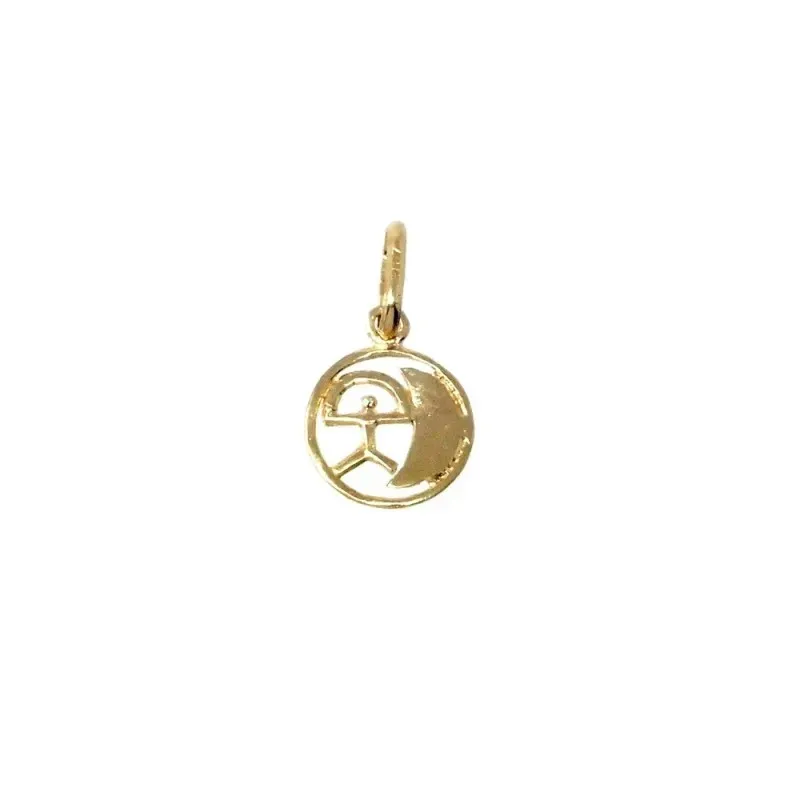 Colgante oro 18k Indalo 8.5mm. luna cerco liso [AB9850]