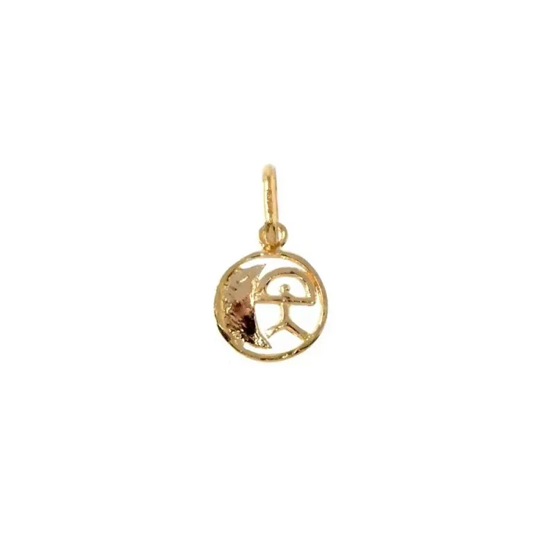 Colgante oro 18k Indalo 8.5mm. luna cerco liso [AB9850]
