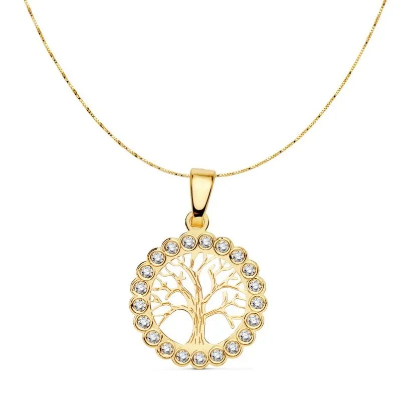 Gargantilla oro 18k Árbol de la Vida 15mm. cadena 42cm. [AC0908]