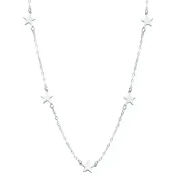 Gargantilla oro blanco 18k cadena 42cm. estrellas 6.5mm. [AC0913]