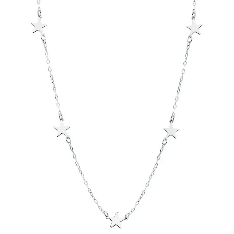 Gargantilla oro blanco 18k cadena 42cm. estrellas 6.5mm. [AC0913]