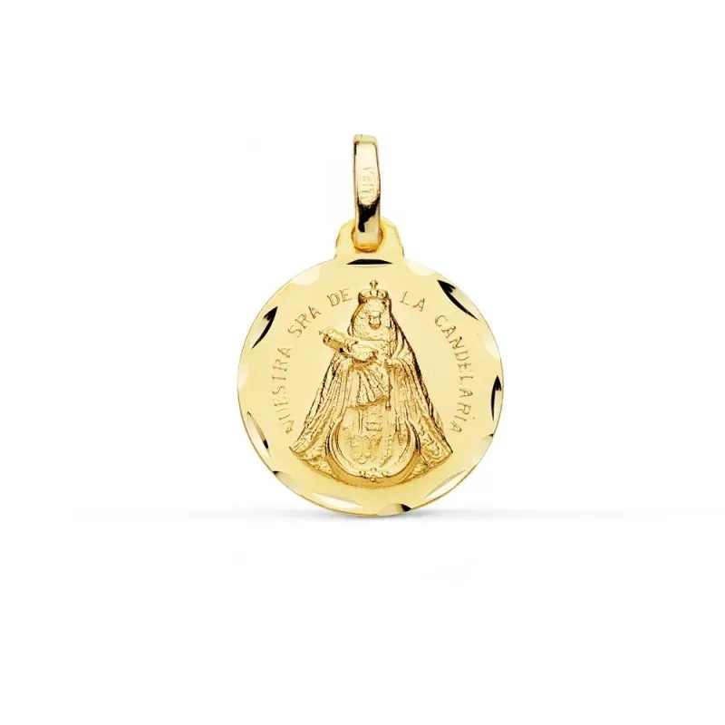 Medalla oro 18k Nuestra Señora de la Candelaria 16mm. borde [AC0952]
