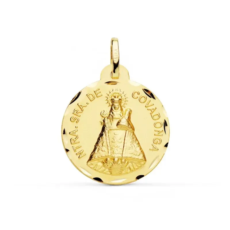 Medalla oro 18k Virgen de Covadonga 22mm. cerco tallado [AC0960GR]