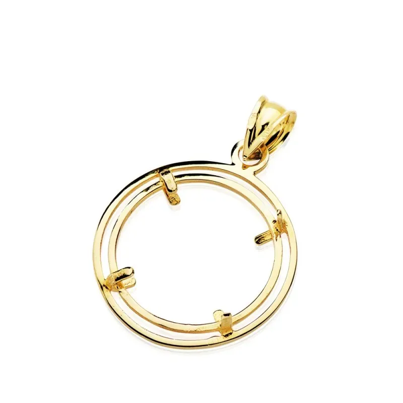 Colgante oro 18k para moneda 18mm. borde [AC0979]