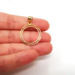 Colgante oro 18k para moneda 18mm. borde [AC0979]
