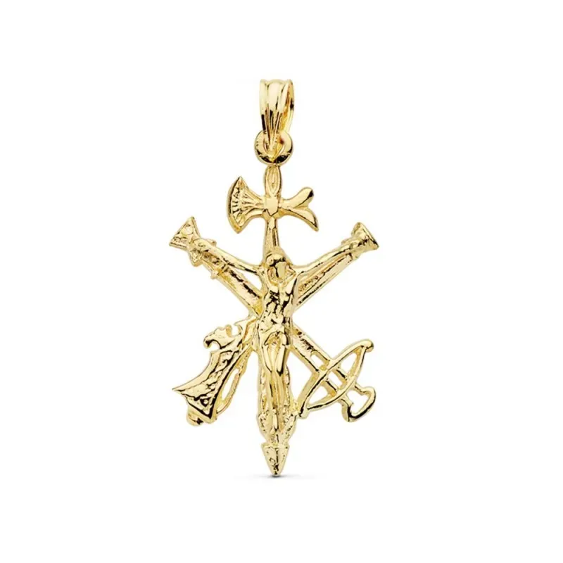 Colgante oro 18k Cristo de la Legión 29mm. liso brillo [AC0997]