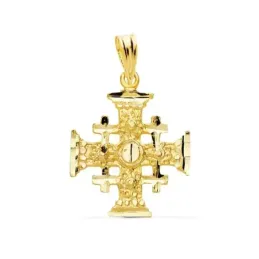 Colgante oro 18k Cruz de Jerusalen 21mm. liso [AC0999]