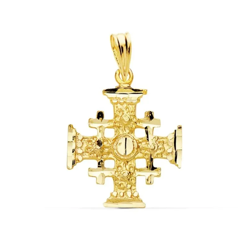 Colgante oro 18k Cruz de Jerusalen 21mm. liso [AC0999]