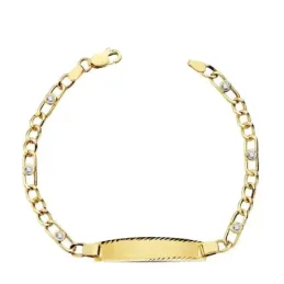 Esclava oro 18k hueca 18.5cm. cadena circonitas [AC1008GR]
