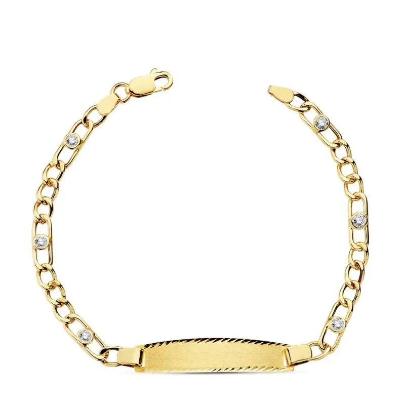 Esclava oro 18k hueca 18.5cm. cadena circonitas [AC1008GR]