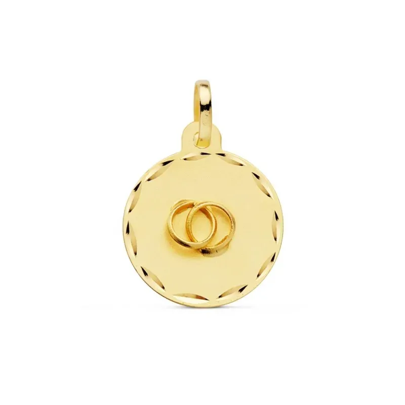 Colgante oro 18k disco chapa 16mm. motivo alianzas [AC1020GR]