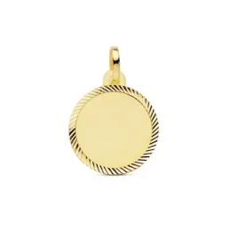 Colgante oro 18k disco chapa 16mm. cerco tallado [AC1021GR]