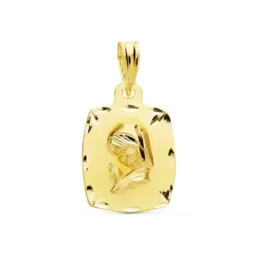 Medalla oro 18k Virgen Niña 19mm. borde tallado [AC1031]