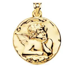 Medalla oro 18k Angelito 40mm. brillo lisa [AC1034]