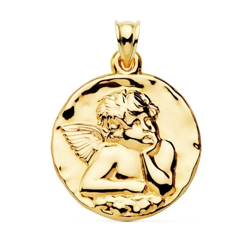 Medalla oro 18k Angelito 35mm. brillo lisa [AC1043GR]