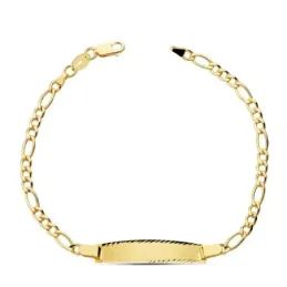 Esclava oro 18k 17cm. cadena eslabón 3x1 borde chapa tallado [AC1050]